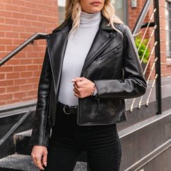 Frauen Thursday Boots Schwarz Motorradjacke Kleidung T6D6500